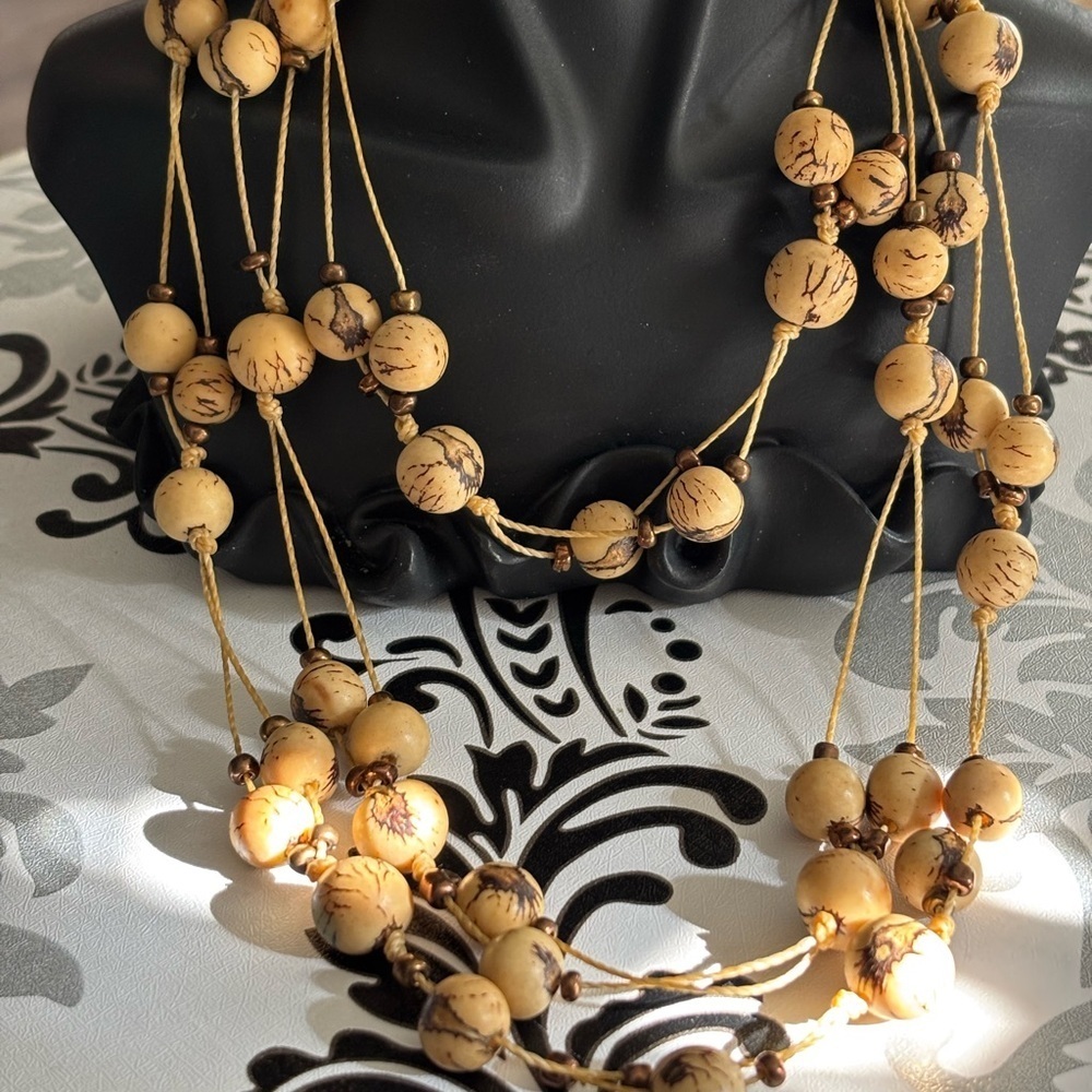Vintage  Handmade Necklace extra long 56”